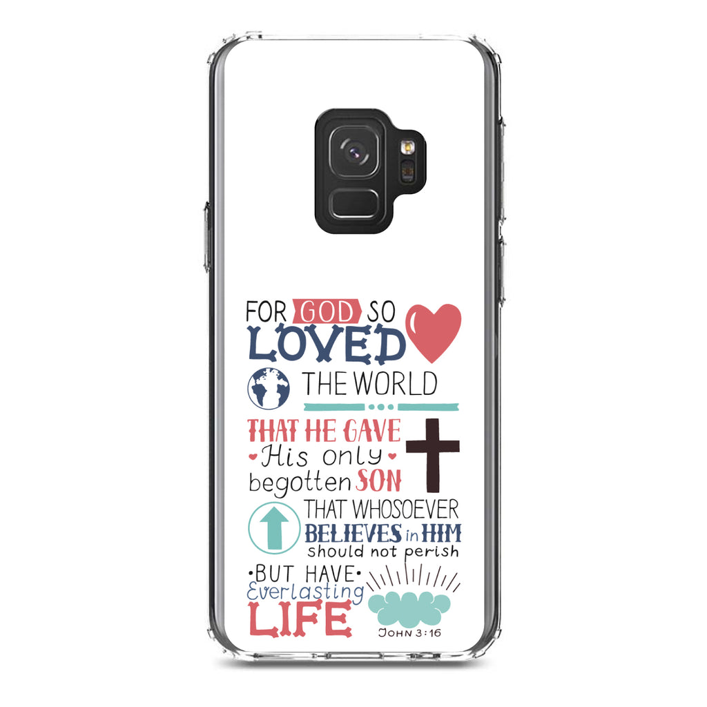 John 3:16, Pink Teal, For God So Loved The World Clear Shockproof iPhone Case, view 19