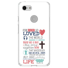 DistinctInk® Clear Shockproof Hybrid Case for Apple iPhone / Samsung Galaxy / Google Pixel - John 3:16 - Pink Teal - For God So Loved The World