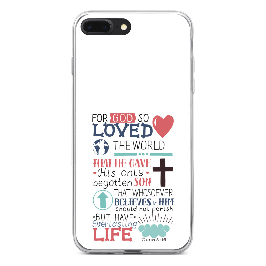 John 3:16, Pink Teal, For God So Loved The World Clear Shockproof iPhone Case, view 6