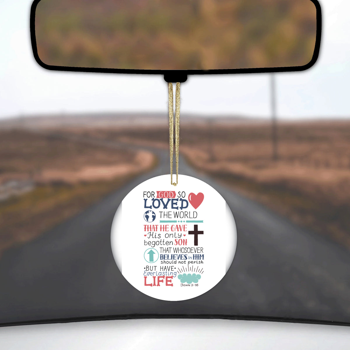For God So Loved The World Ceramic Ornament, view 3