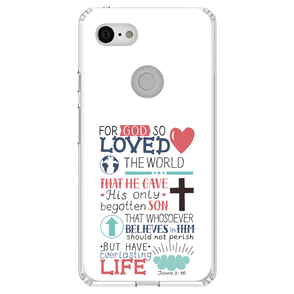 John 3:16, Pink Teal, For God So Loved The World Clear Shockproof iPhone Case, view 22