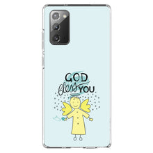 DistinctInk® Clear Shockproof Hybrid Case for Apple iPhone / Samsung Galaxy / Google Pixel - God Bless You - Angel - Yellow Teal