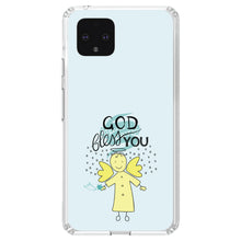 DistinctInk® Clear Shockproof Hybrid Case for Apple iPhone / Samsung Galaxy / Google Pixel - God Bless You - Angel - Yellow Teal