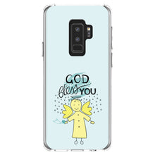 DistinctInk® Clear Shockproof Hybrid Case for Apple iPhone / Samsung Galaxy / Google Pixel - God Bless You - Angel - Yellow Teal