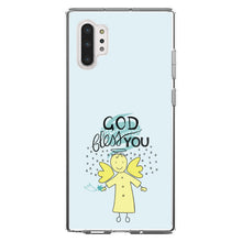DistinctInk® Clear Shockproof Hybrid Case for Apple iPhone / Samsung Galaxy / Google Pixel - God Bless You - Angel - Yellow Teal