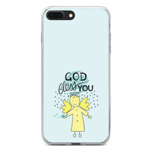DistinctInk® Clear Shockproof Hybrid Case for Apple iPhone / Samsung Galaxy / Google Pixel - God Bless You - Angel - Yellow Teal
