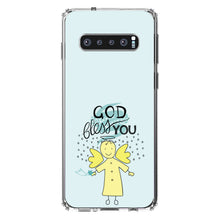 DistinctInk® Clear Shockproof Hybrid Case for Apple iPhone / Samsung Galaxy / Google Pixel - God Bless You - Angel - Yellow Teal