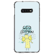 DistinctInk® Clear Shockproof Hybrid Case for Apple iPhone / Samsung Galaxy / Google Pixel - God Bless You - Angel - Yellow Teal