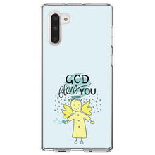 DistinctInk® Clear Shockproof Hybrid Case for Apple iPhone / Samsung Galaxy / Google Pixel - God Bless You - Angel - Yellow Teal
