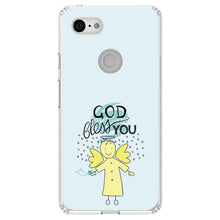 DistinctInk® Clear Shockproof Hybrid Case for Apple iPhone / Samsung Galaxy / Google Pixel - God Bless You - Angel - Yellow Teal