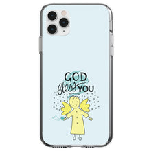 DistinctInk® Clear Shockproof Hybrid Case for Apple iPhone / Samsung Galaxy / Google Pixel - God Bless You - Angel - Yellow Teal