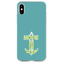 DistinctInk® Clear Shockproof Hybrid Case for Apple iPhone / Samsung Galaxy / Google Pixel - Hope is an Anchor for a Sould - Yellow Teal