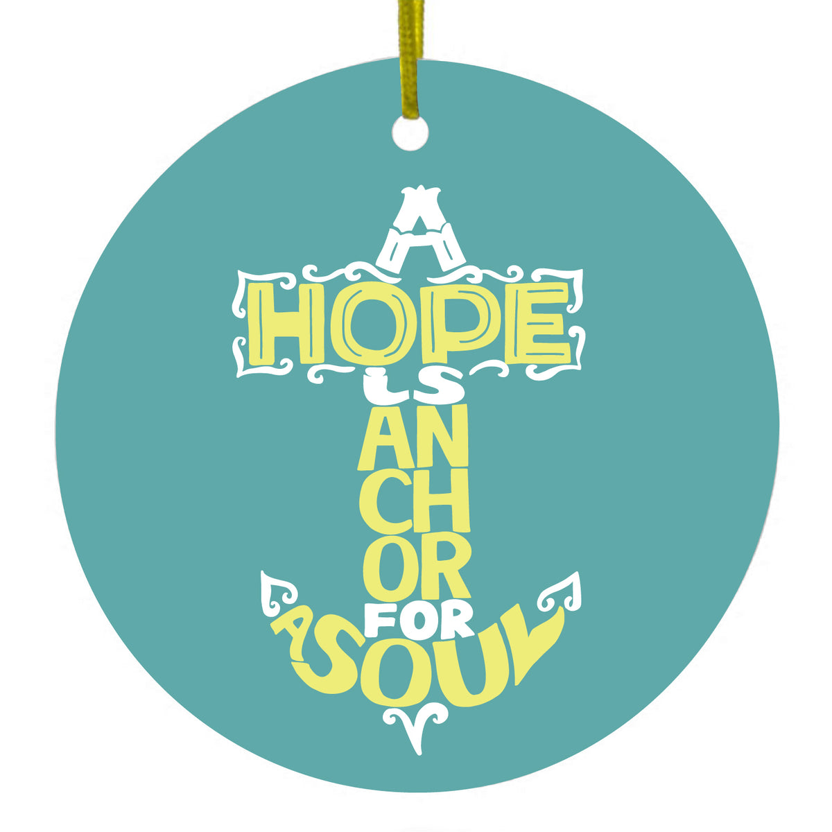 Yellow Teal Ceramic Ornament