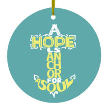 Yellow Teal Ceramic Ornament