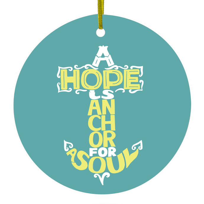 Yellow Teal Ceramic Ornament