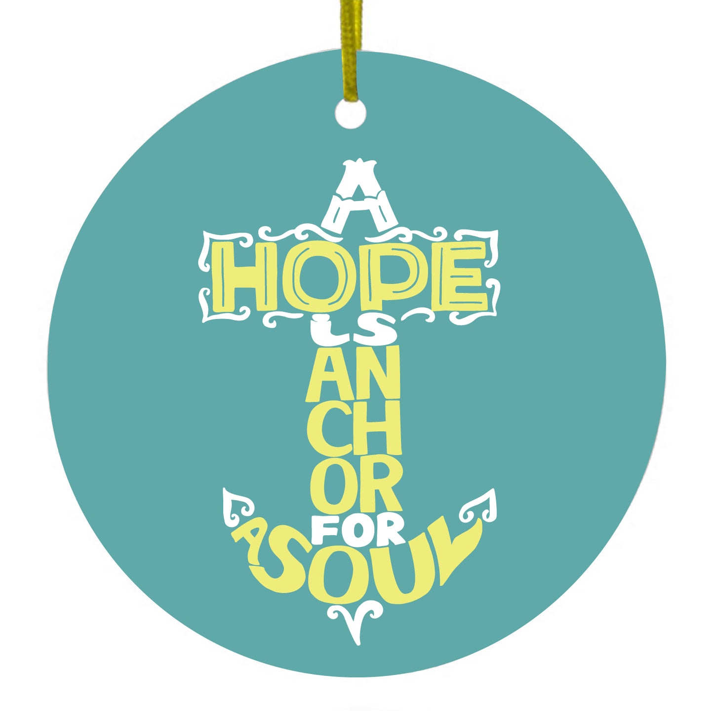 Yellow Teal Ceramic Ornament