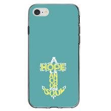 DistinctInk® Clear Shockproof Hybrid Case for Apple iPhone / Samsung Galaxy / Google Pixel - Hope is an Anchor for a Sould - Yellow Teal