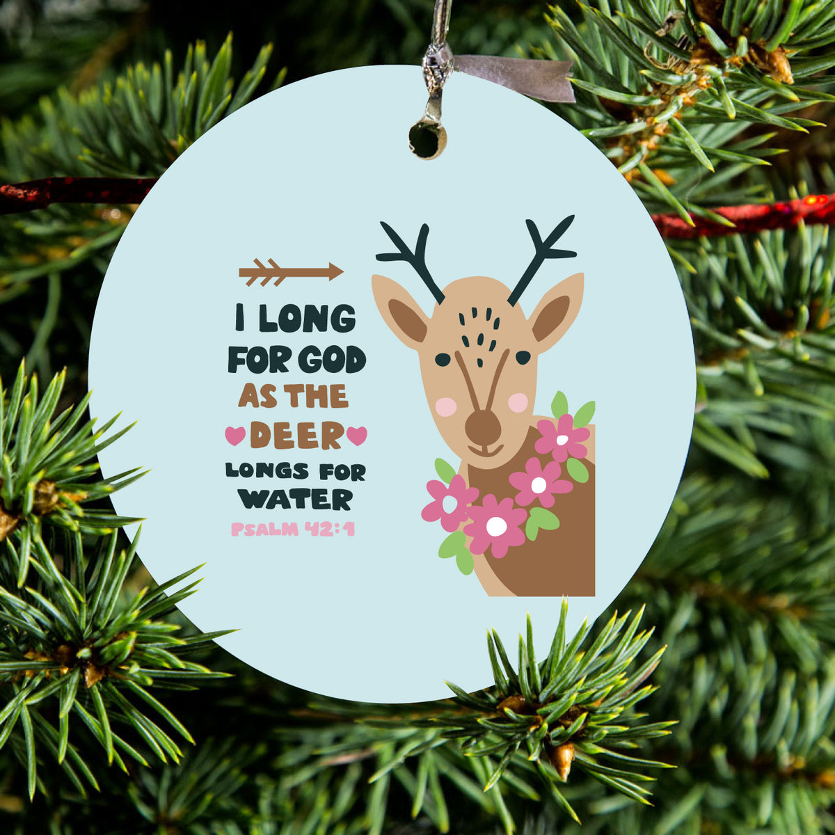 Long for God as the Deer Water Ceramic Ornament, view 2