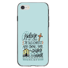 DistinctInk® Clear Shockproof Hybrid Case for Apple iPhone / Samsung Galaxy / Google Pixel - Acts 16:31 - Believe in the Lord Jesus Christ
