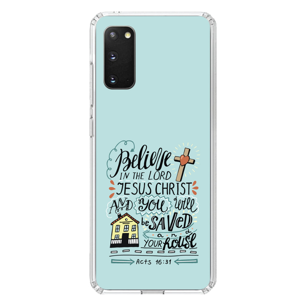 Acts 16:31, Believe in the Lord Jesus Christ Clear Shockproof iPhone Case, view 15