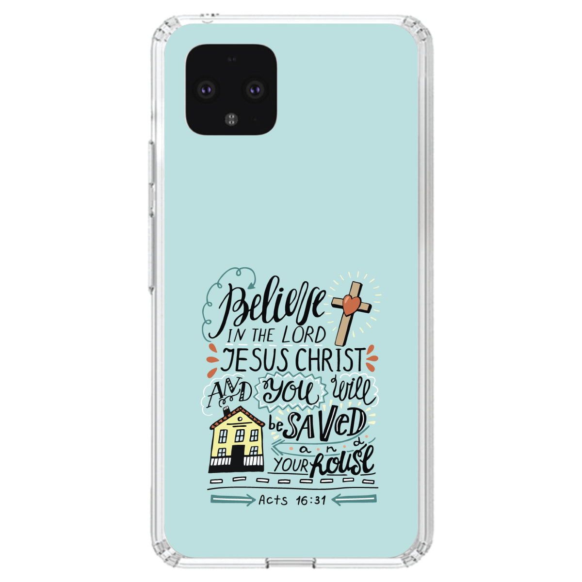 Acts 16:31, Believe in the Lord Jesus Christ Clear Shockproof iPhone Case, view 23