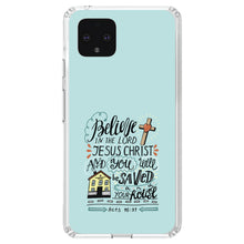 DistinctInk® Clear Shockproof Hybrid Case for Apple iPhone / Samsung Galaxy / Google Pixel - Acts 16:31 - Believe in the Lord Jesus Christ