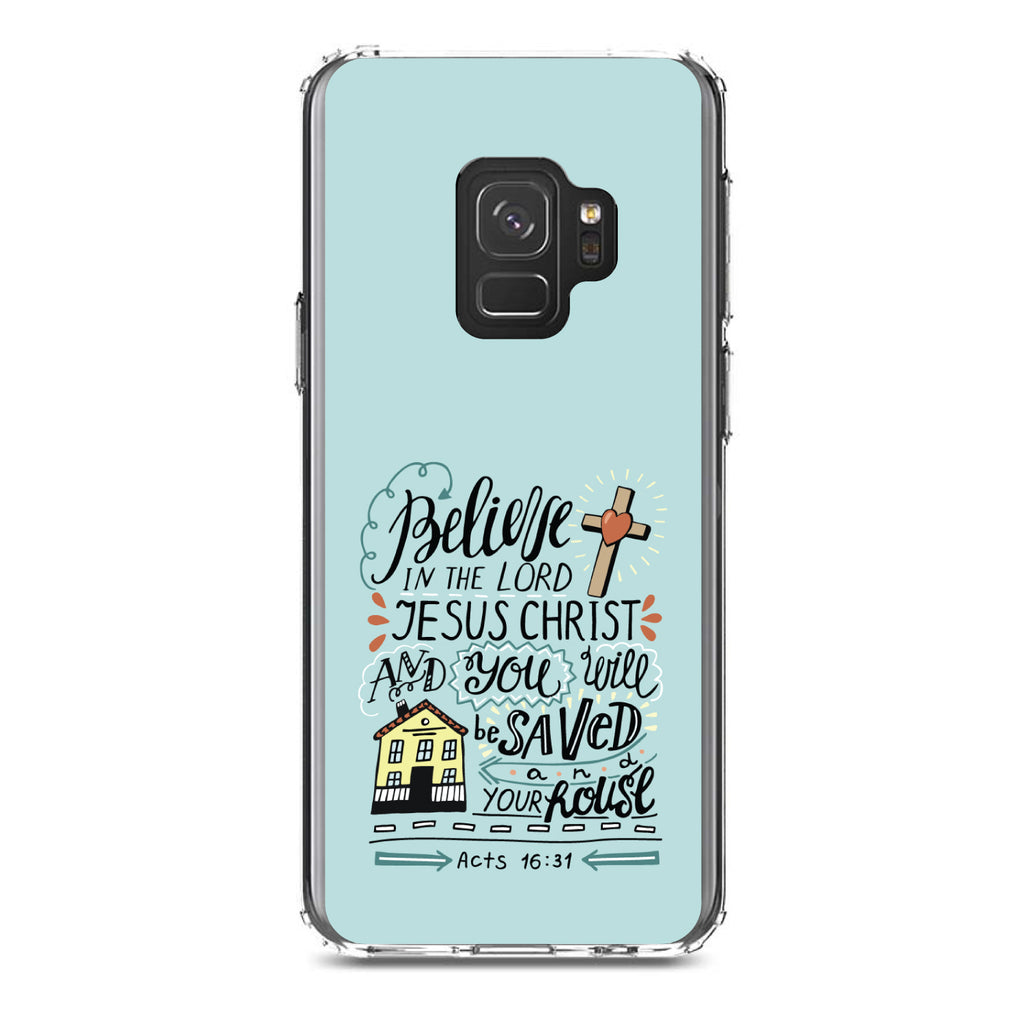 Acts 16:31, Believe in the Lord Jesus Christ Clear Shockproof iPhone Case, view 19