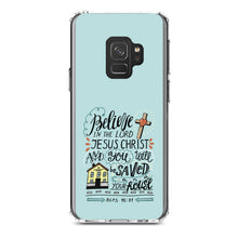 DistinctInk® Clear Shockproof Hybrid Case for Apple iPhone / Samsung Galaxy / Google Pixel - Acts 16:31 - Believe in the Lord Jesus Christ