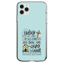 DistinctInk® Clear Shockproof Hybrid Case for Apple iPhone / Samsung Galaxy / Google Pixel - Acts 16:31 - Believe in the Lord Jesus Christ