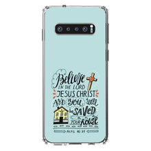DistinctInk® Clear Shockproof Hybrid Case for Apple iPhone / Samsung Galaxy / Google Pixel - Acts 16:31 - Believe in the Lord Jesus Christ