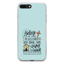DistinctInk® Clear Shockproof Hybrid Case for Apple iPhone / Samsung Galaxy / Google Pixel - Acts 16:31 - Believe in the Lord Jesus Christ