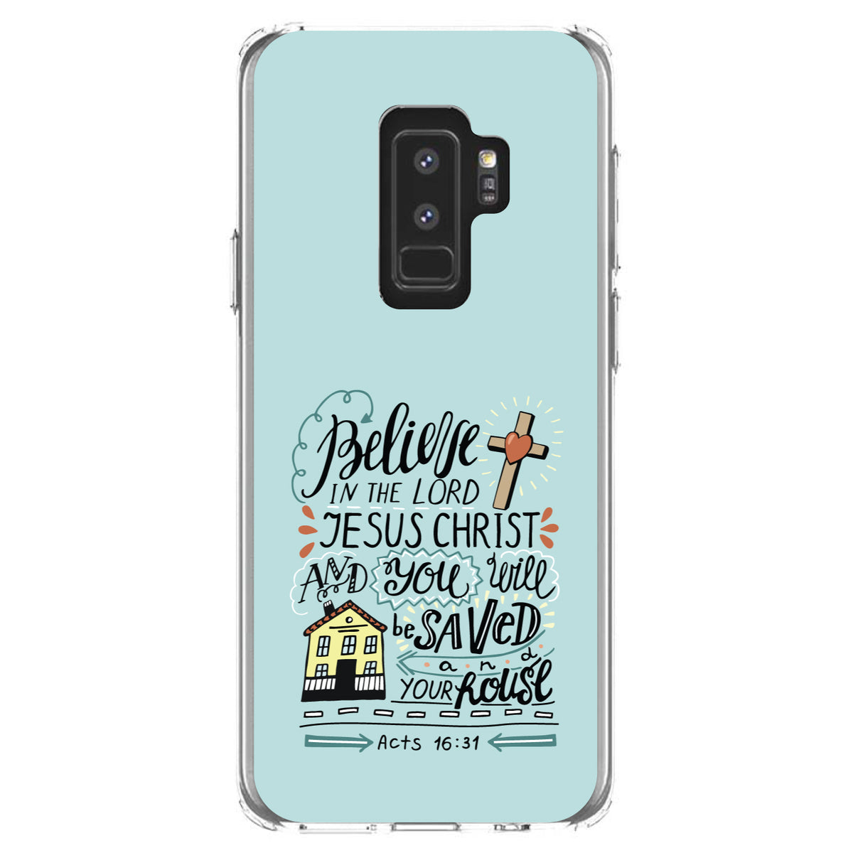 Acts 16:31, Believe in the Lord Jesus Christ Clear Shockproof iPhone Case, view 20