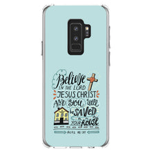 DistinctInk® Clear Shockproof Hybrid Case for Apple iPhone / Samsung Galaxy / Google Pixel - Acts 16:31 - Believe in the Lord Jesus Christ