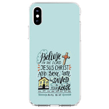 DistinctInk® Clear Shockproof Hybrid Case for Apple iPhone / Samsung Galaxy / Google Pixel - Acts 16:31 - Believe in the Lord Jesus Christ