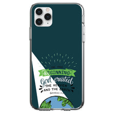 DistinctInk® Clear Shockproof Hybrid Case for Apple iPhone / Samsung Galaxy / Google Pixel - Genesis 1:1 - God Created the Heaven & the Earth