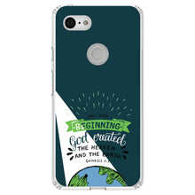 DistinctInk® Clear Shockproof Hybrid Case for Apple iPhone / Samsung Galaxy / Google Pixel - Genesis 1:1 - God Created the Heaven & the Earth