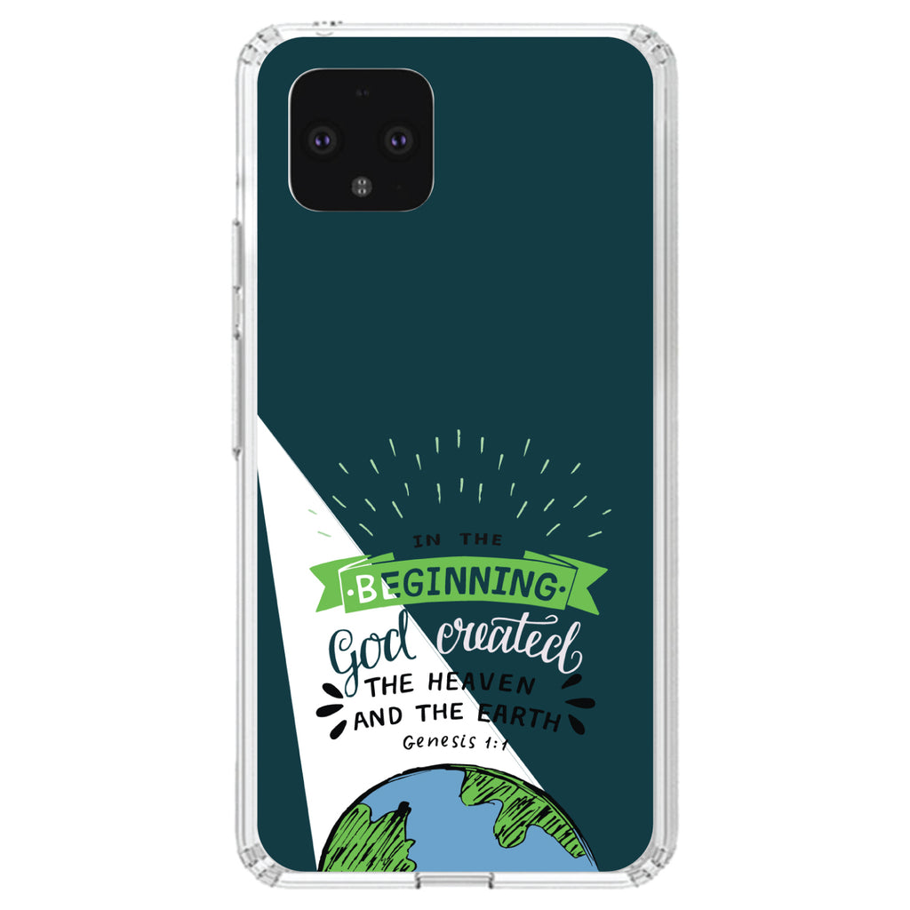 Genesis 1:1, God Created the Heaven & the Earth Clear Shockproof iPhone Case, view 24