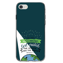DistinctInk® Clear Shockproof Hybrid Case for Apple iPhone / Samsung Galaxy / Google Pixel - Genesis 1:1 - God Created the Heaven & the Earth
