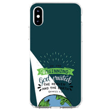 DistinctInk® Clear Shockproof Hybrid Case for Apple iPhone / Samsung Galaxy / Google Pixel - Genesis 1:1 - God Created the Heaven & the Earth