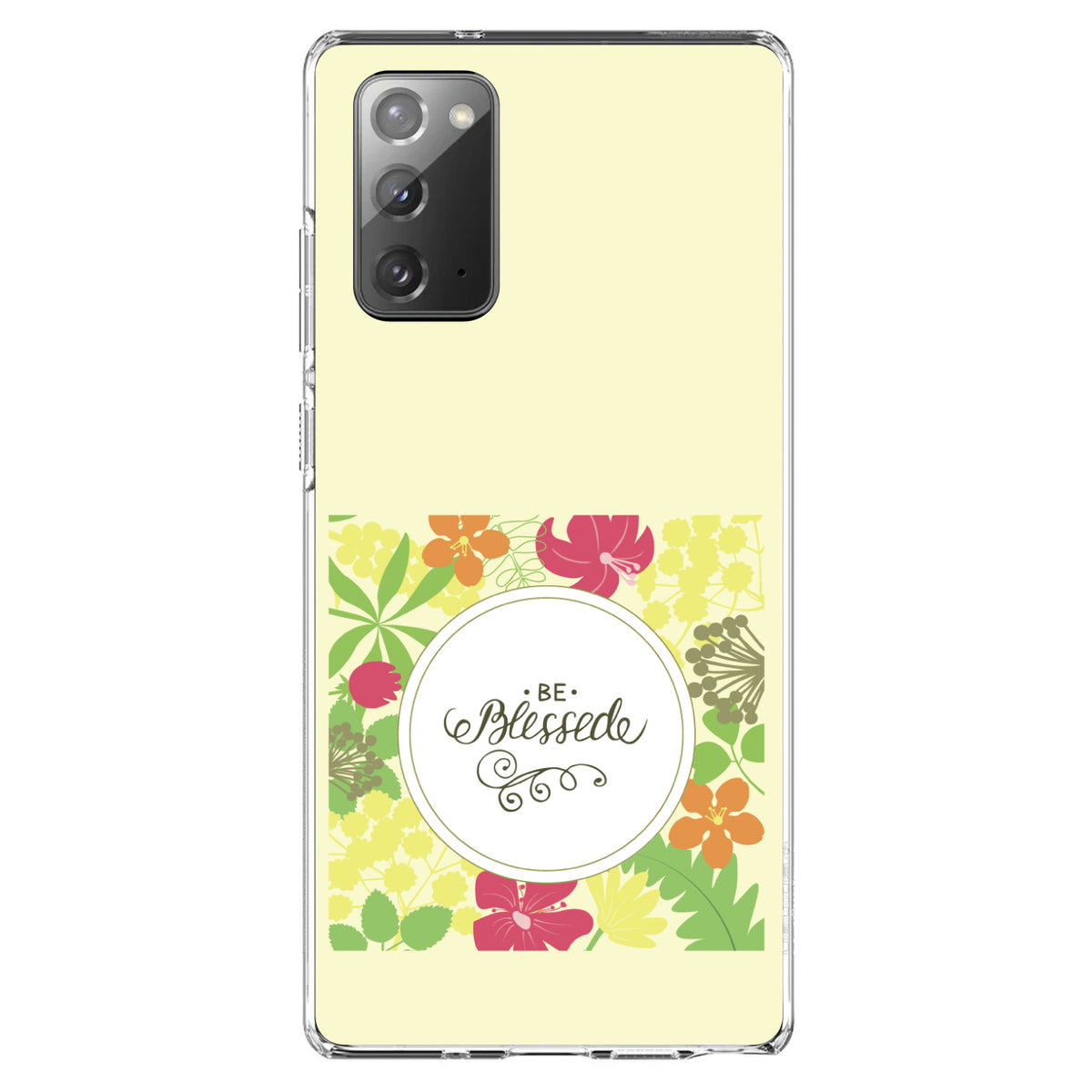 Be Blessed, Floral Pattern Yellow Clear Shockproof iPhone Case, view 7