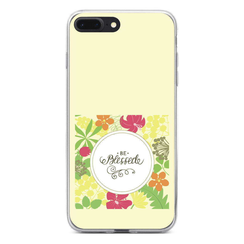 Be Blessed, Floral Pattern Yellow Clear Shockproof iPhone Case, view 6