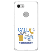 DistinctInk® Clear Shockproof Hybrid Case for Apple iPhone / Samsung Galaxy / Google Pixel - Jeremiah 33:3 - Call to Me and I Will Answer