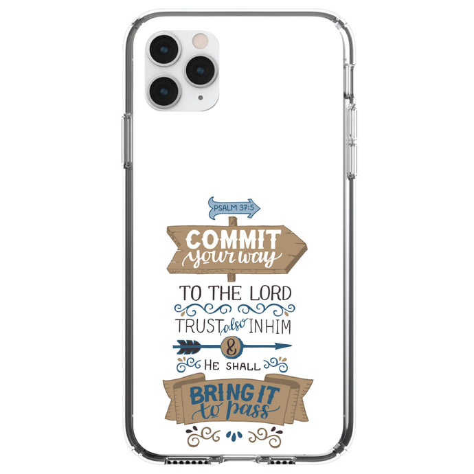 DistinctInk® Clear Shockproof Hybrid Case for Apple iPhone / Samsung Galaxy / Google Pixel - Psalm 37:5 - Commt Your Way to the Lord