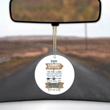 DistinctInk® Hanging Ceramic Christmas Tree Ornament with Gold String - Great Gift / Present - 2 3/4 inch Diameter - Psalm 37:5 - Commt Your Way to the Lord