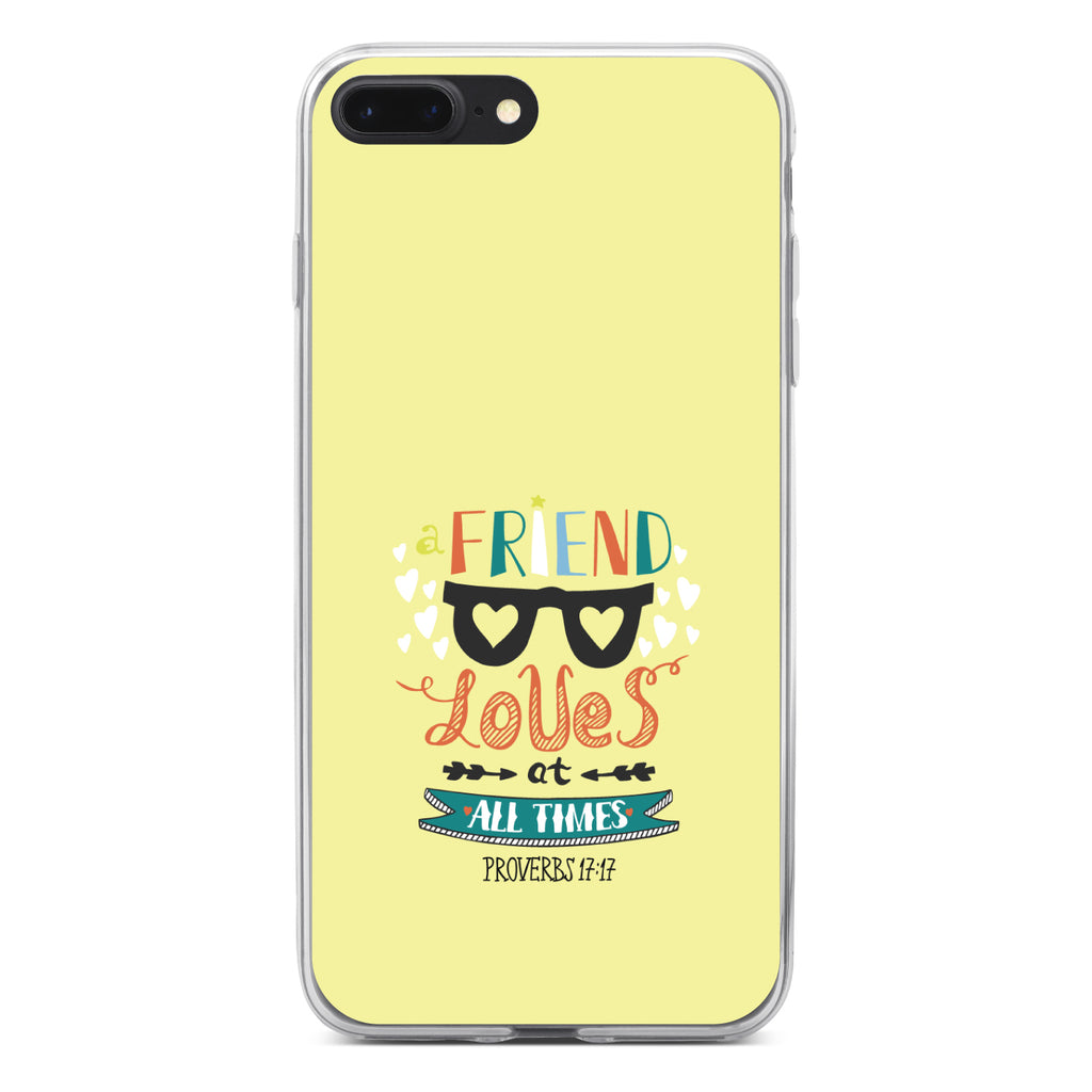 Proverbs 17:17, A Friend Loves at All Times Clear Shockproof iPhone Case, view 6