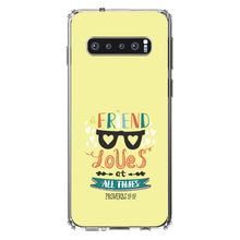 DistinctInk® Clear Shockproof Hybrid Case for Apple iPhone / Samsung Galaxy / Google Pixel - Proverbs 17:17 - A Friend Loves at All Times