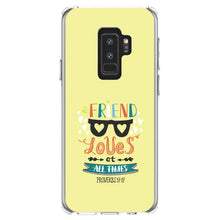 DistinctInk® Clear Shockproof Hybrid Case for Apple iPhone / Samsung Galaxy / Google Pixel - Proverbs 17:17 - A Friend Loves at All Times
