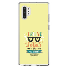 DistinctInk® Clear Shockproof Hybrid Case for Apple iPhone / Samsung Galaxy / Google Pixel - Proverbs 17:17 - A Friend Loves at All Times