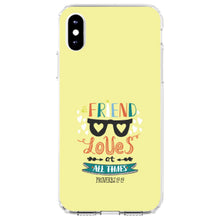 DistinctInk® Clear Shockproof Hybrid Case for Apple iPhone / Samsung Galaxy / Google Pixel - Proverbs 17:17 - A Friend Loves at All Times