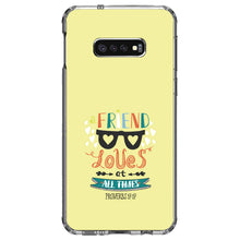 DistinctInk® Clear Shockproof Hybrid Case for Apple iPhone / Samsung Galaxy / Google Pixel - Proverbs 17:17 - A Friend Loves at All Times